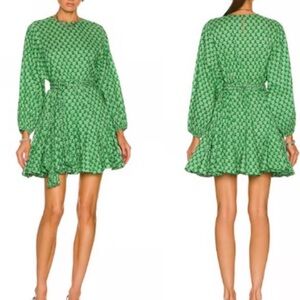 RHODE Green Patterned Long Sleeve Dress